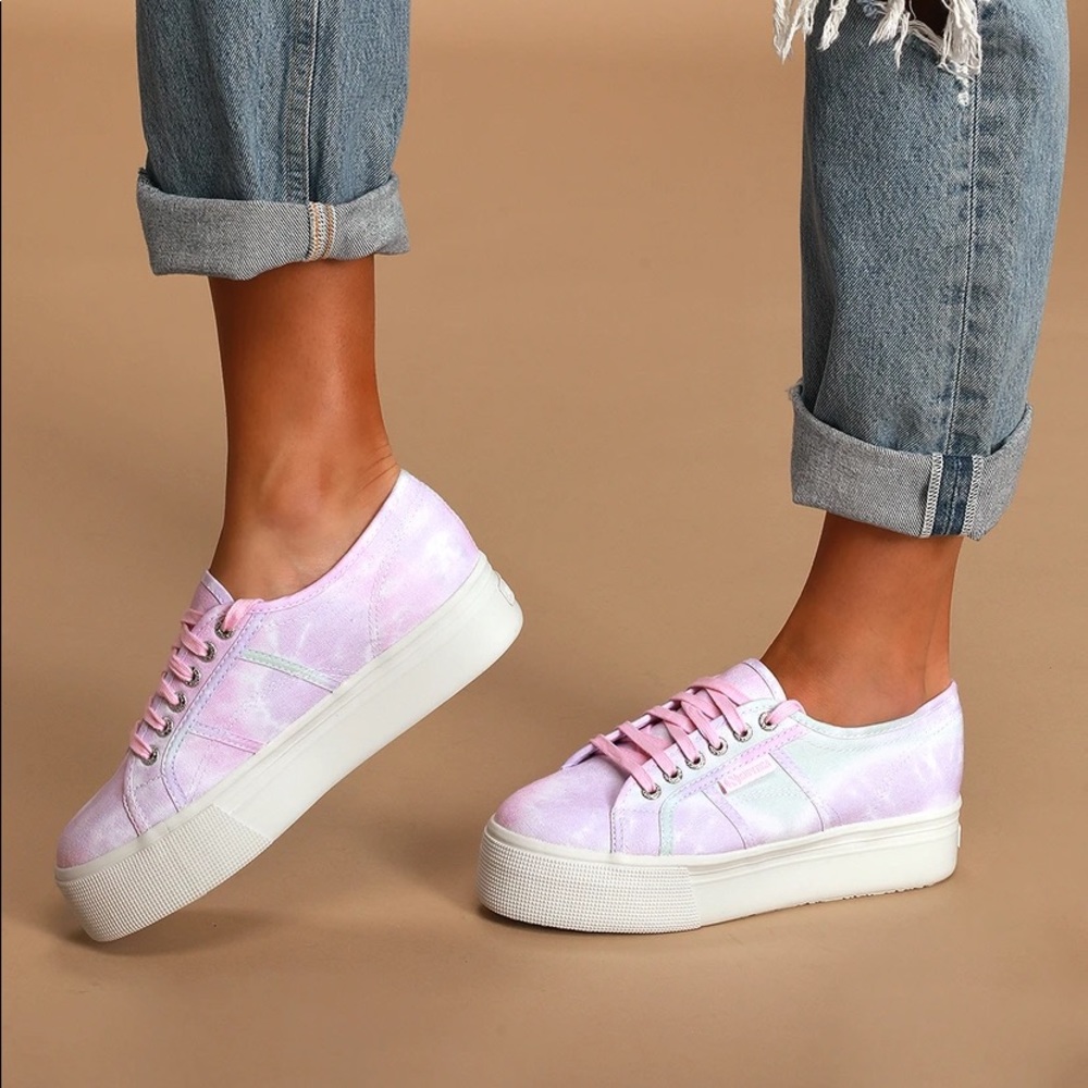 SUPERGA Fantasy Violet Tie-Dye Flatform Sneakers